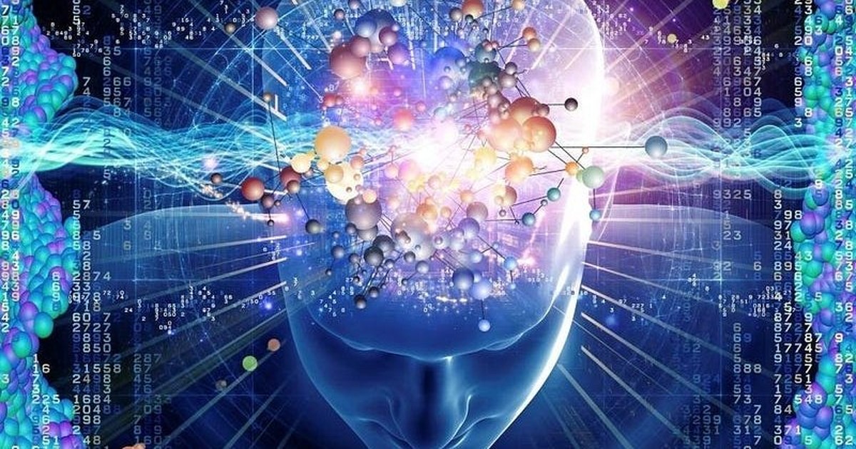 Digital illustration of a human head overlaid with neural network connections