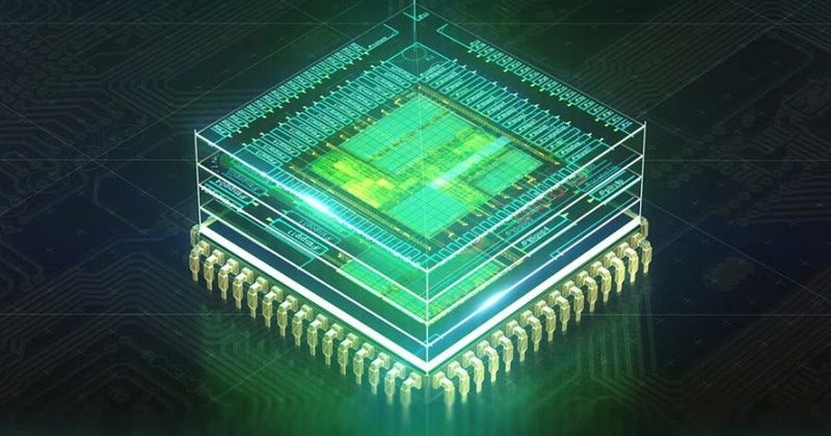 Abstract rendering of a quantum security chip